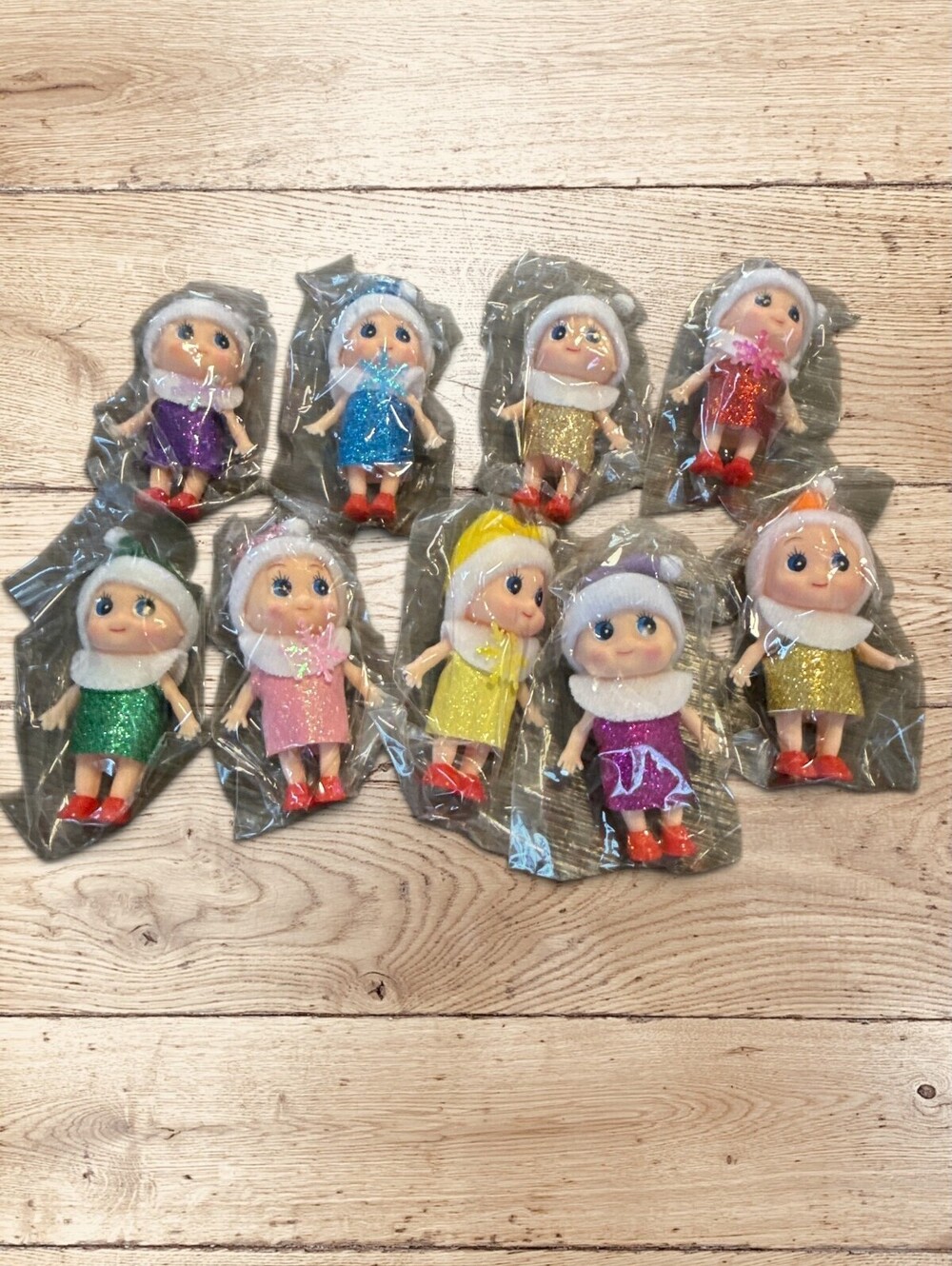 Vintage Christmas Pixie Elf Dolls Lot 9 Glitter Kitsch Retro Holiday Decor